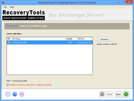 select exchange edb file for repair