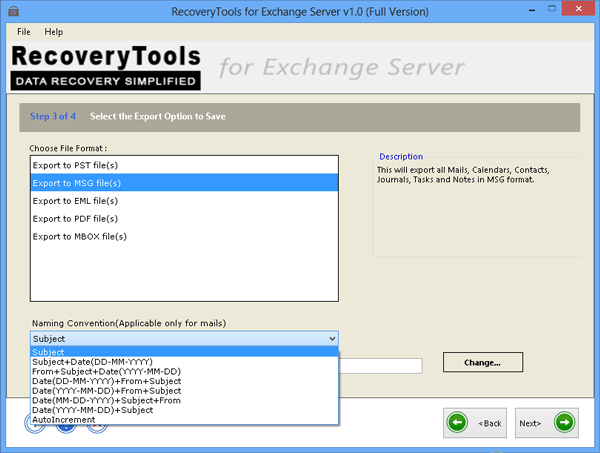 different file format to export edb data