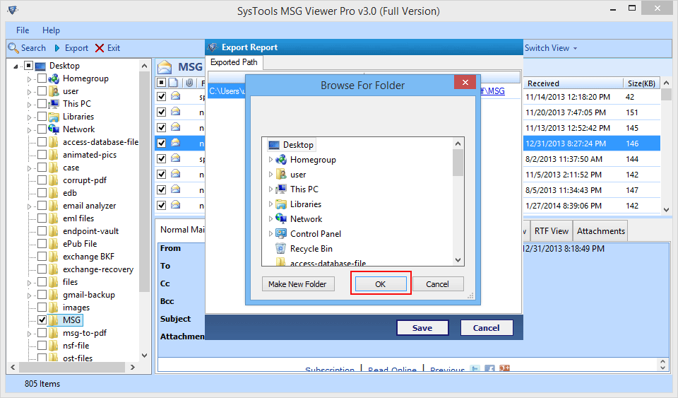 select destination path