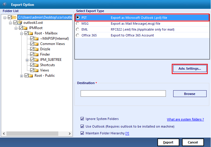 export data in different format