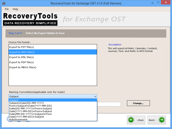 export ost file into msg format