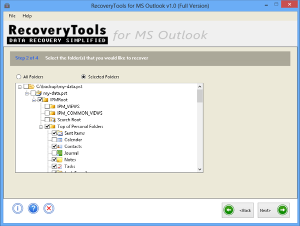 select specific pst file