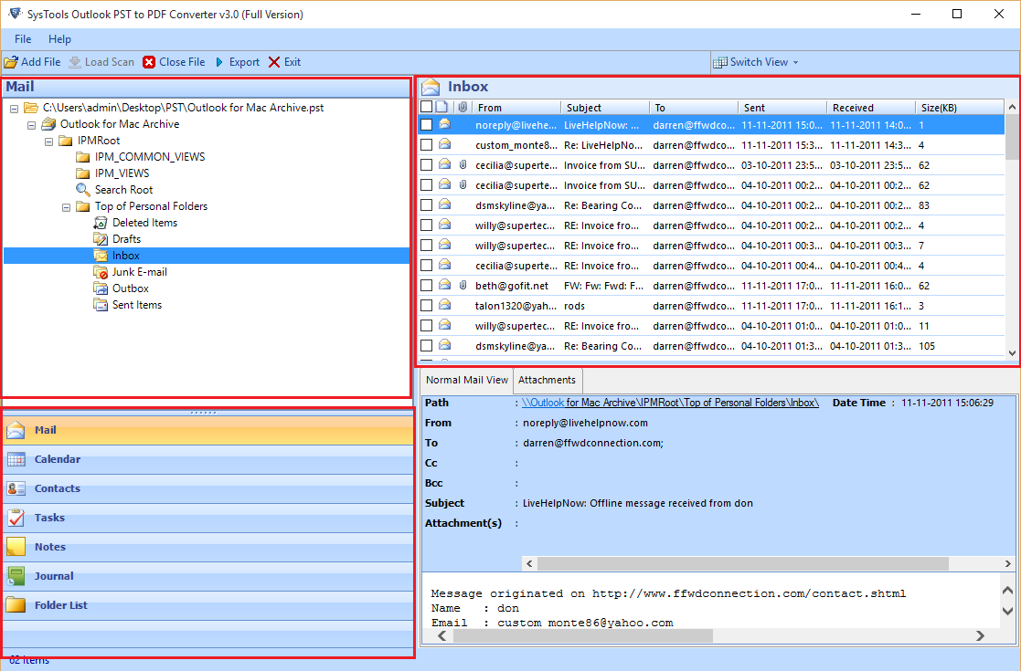 select export option