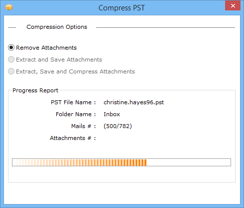 view overall status of compress pst file