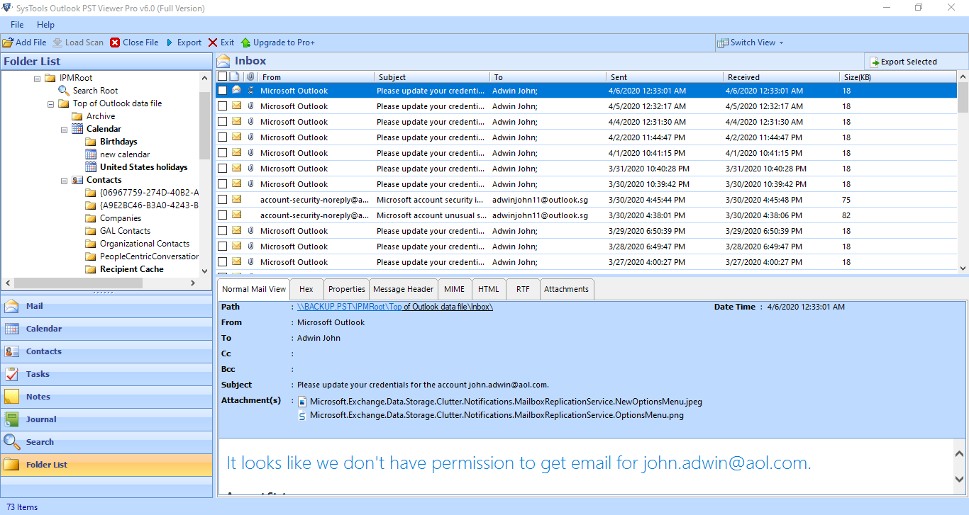 view pst file data in viewer